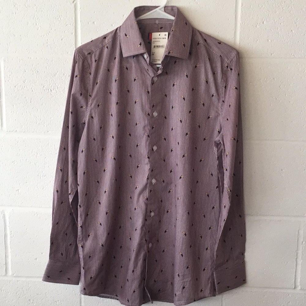 NWT ZNT18 Men Red Pinstripe Tucán Buttondown Shirt